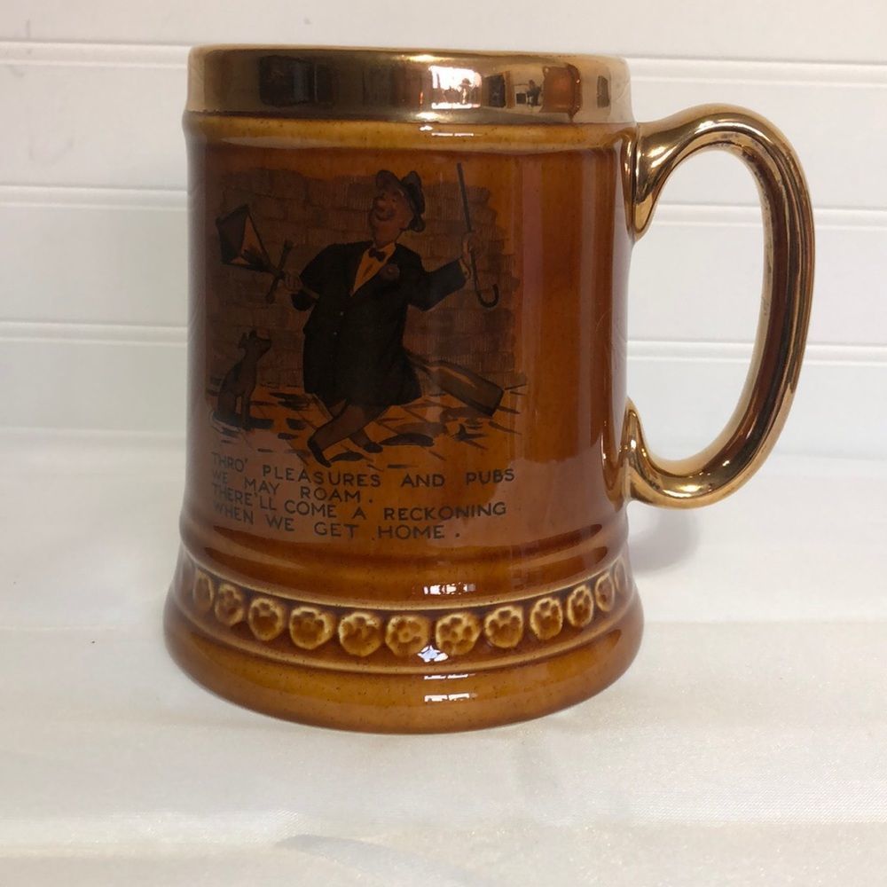 🔴 2 for $25 Vintage LORD NELSON POTTERY Cartoon Mug/Beer Mug, Bar Ware